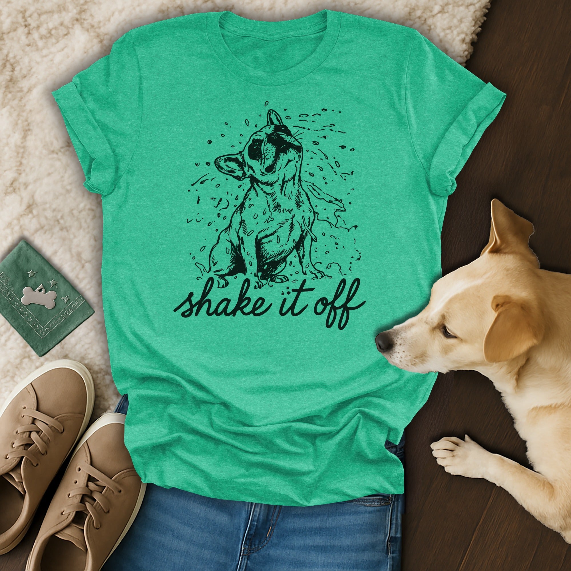 Shake It Off Dog Graphic Tee Funny Stylish T-Shirt