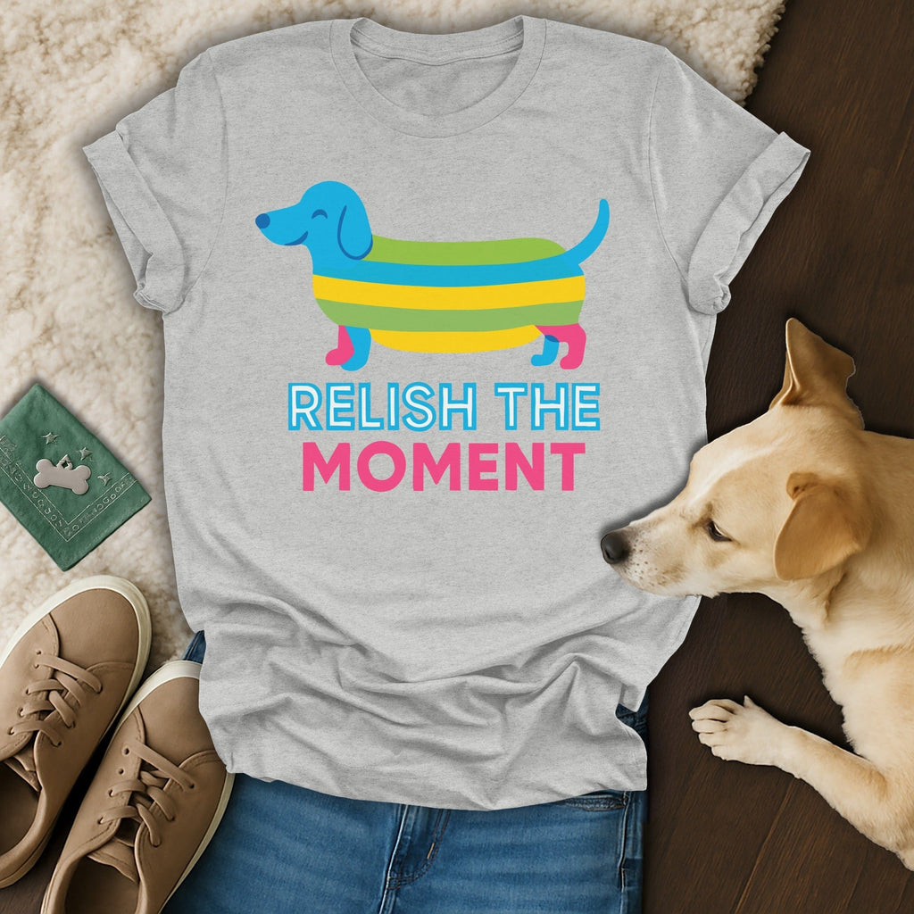 Relish The Moment Cute Colorful Dachshund Graphic Tee