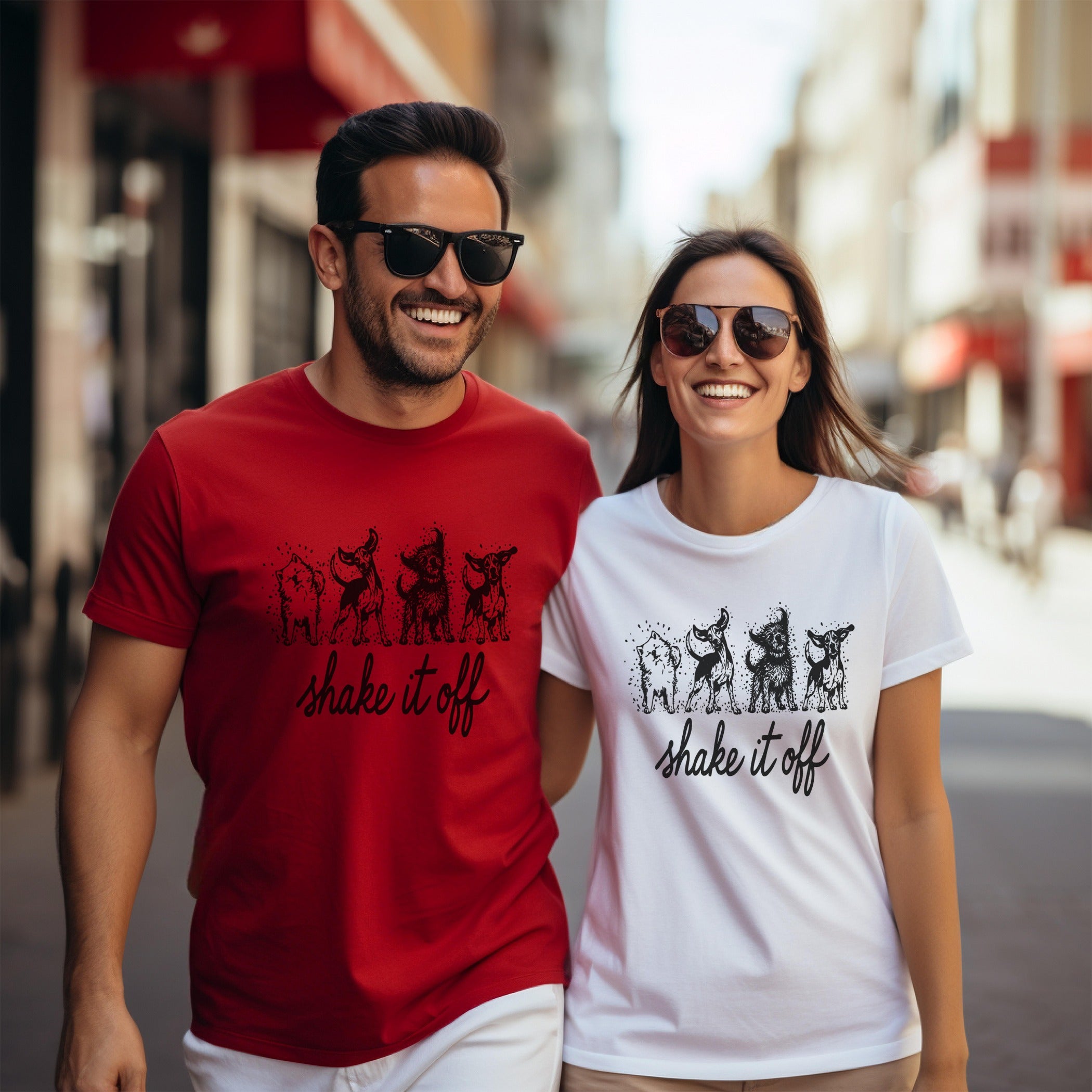 Shake It Off Graphic Tee with Dancing Figures Design