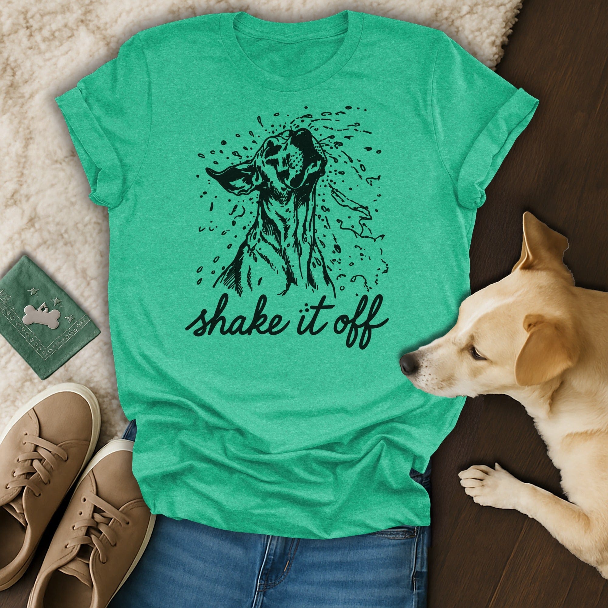 Shake It Off Dog Sketch Tee Shirt for Pet Lovers