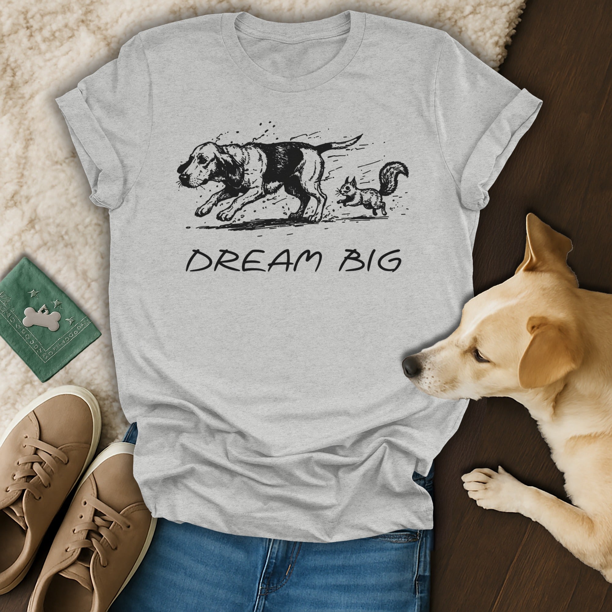 Dream Big Dog and Squirrel Graphic T-Shirt
