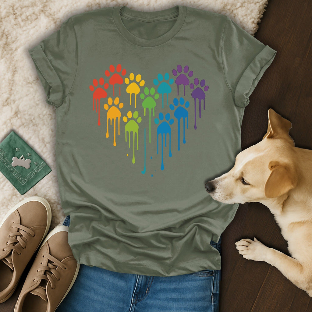 Rainbow Dripping Paws Heart Design Shirt Product