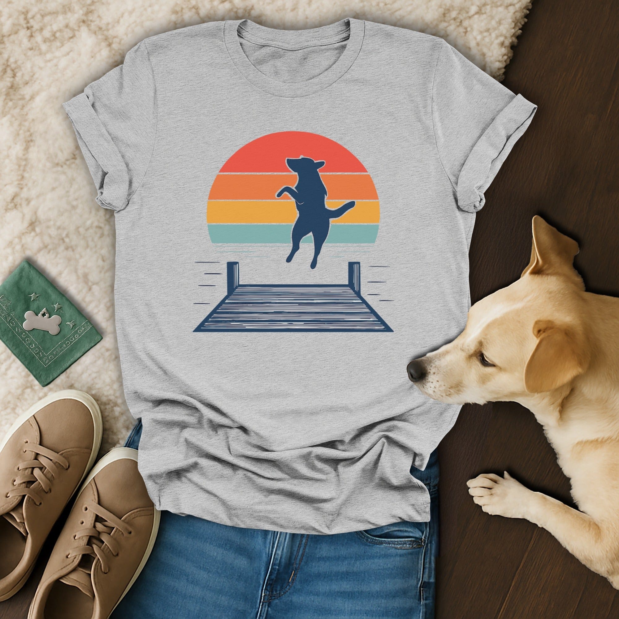 Jumping Dog Sunset T-Shirt 🌞