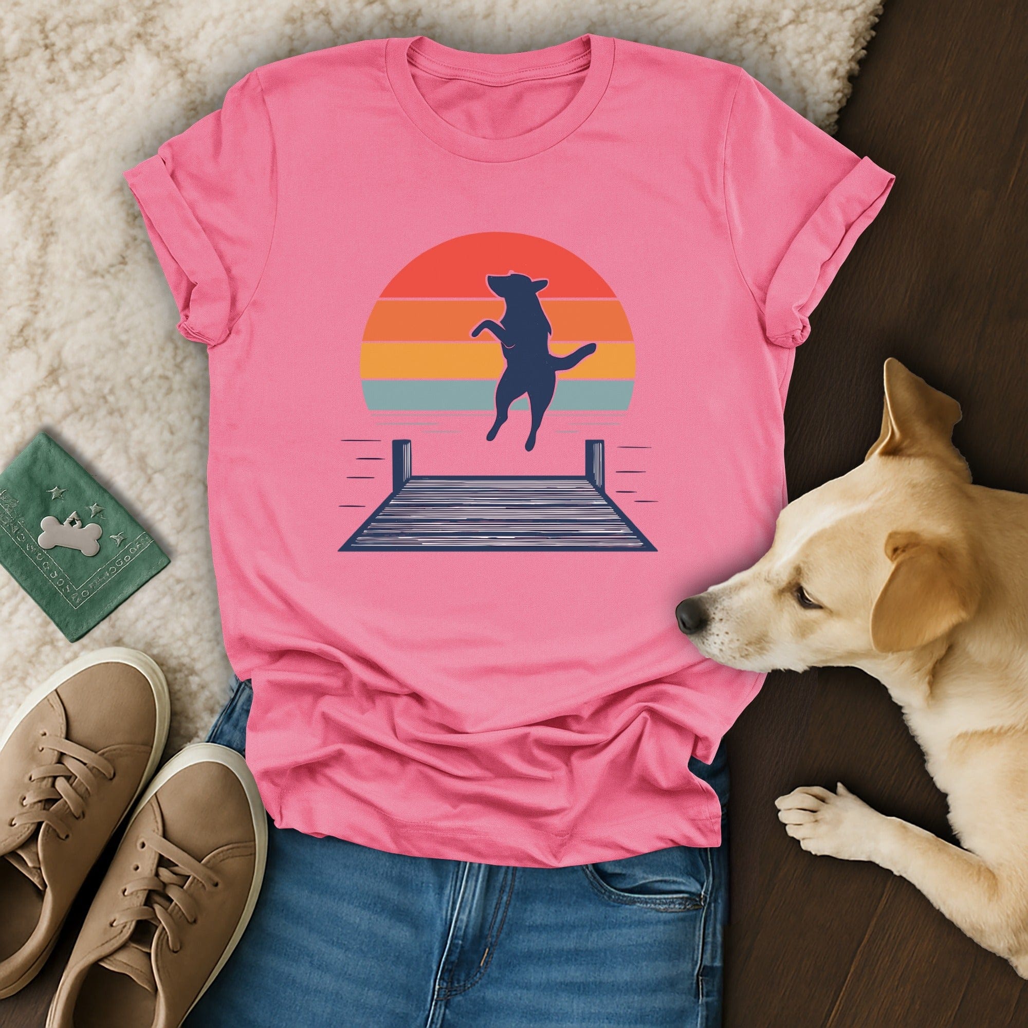 Jumping Dog Sunset T-Shirt 🌞