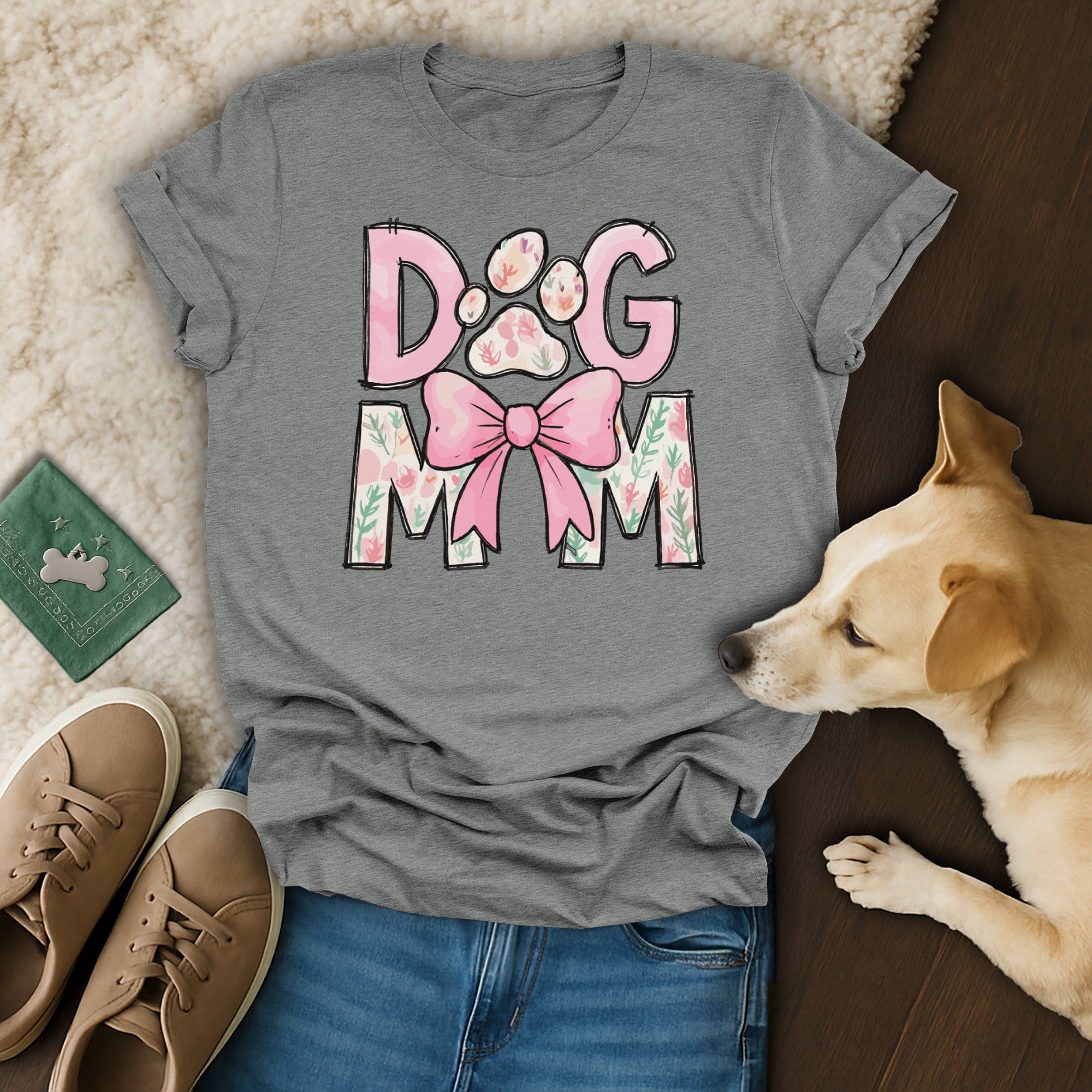 Dog Mom Floral Bow T-Shirt 🎀💗