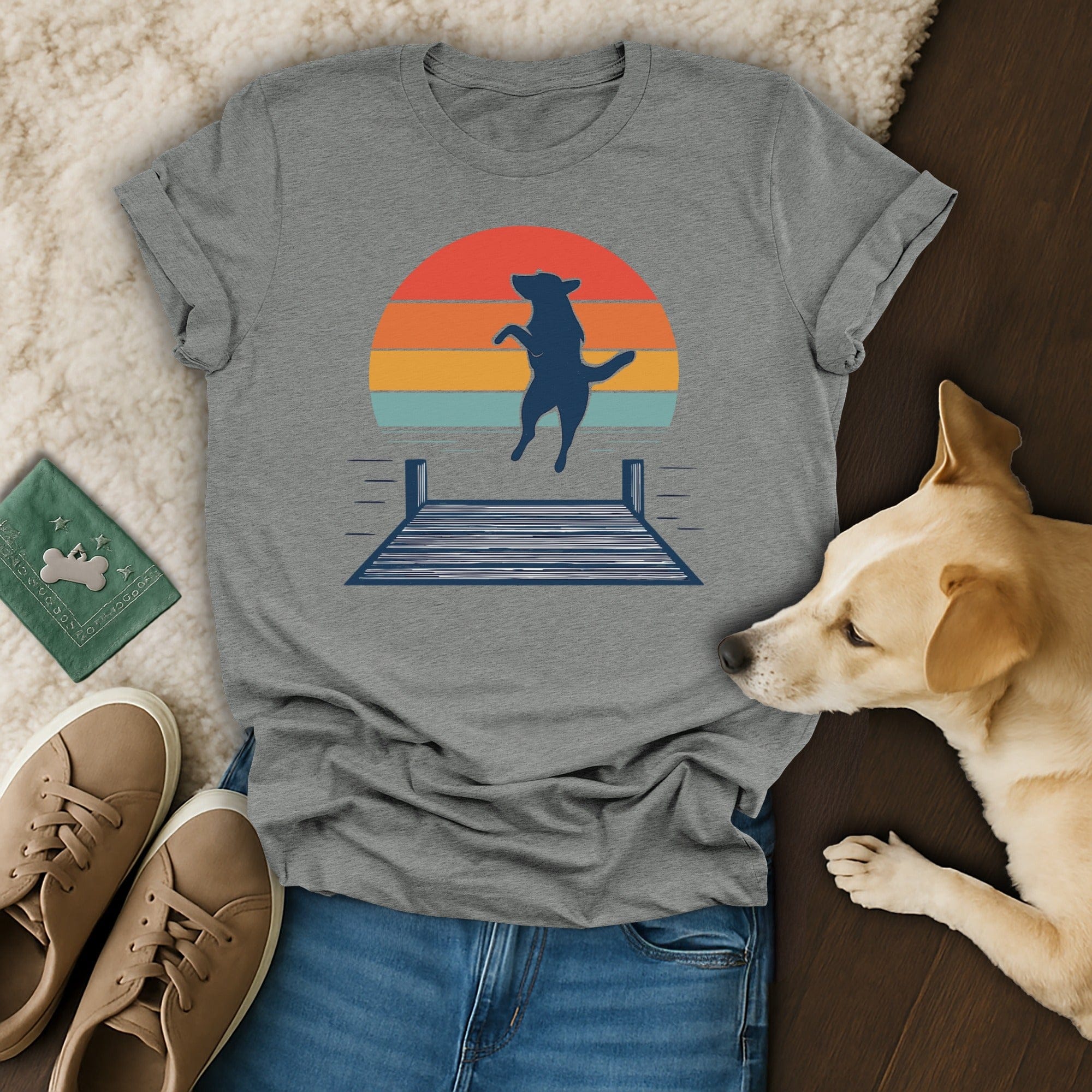 Jumping Dog Sunset T-Shirt 🌞