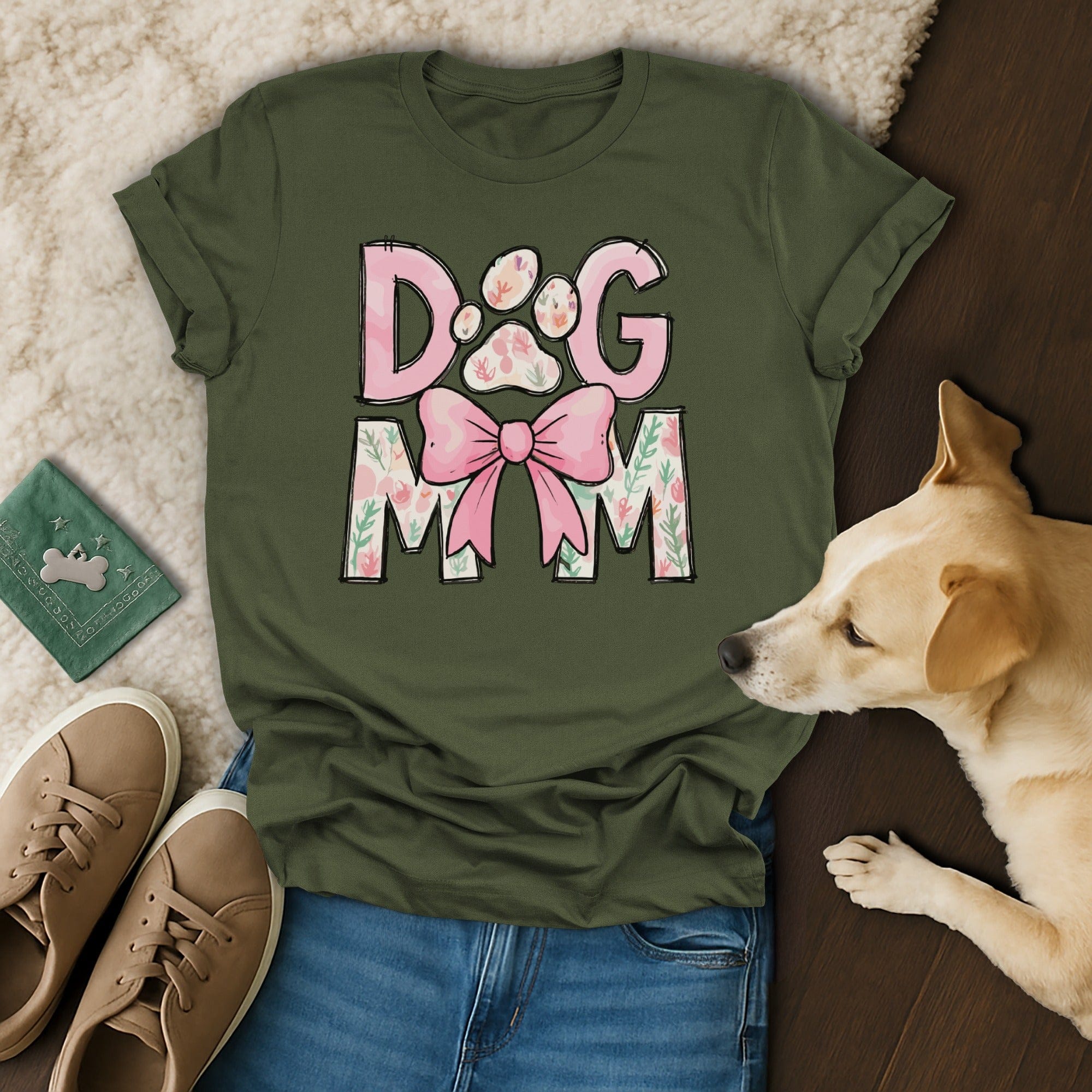 Dog Mom Floral Bow T-Shirt 🎀💗