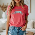 Red t-shirt with "FAST ASLEEP" text and greyhound graphic.