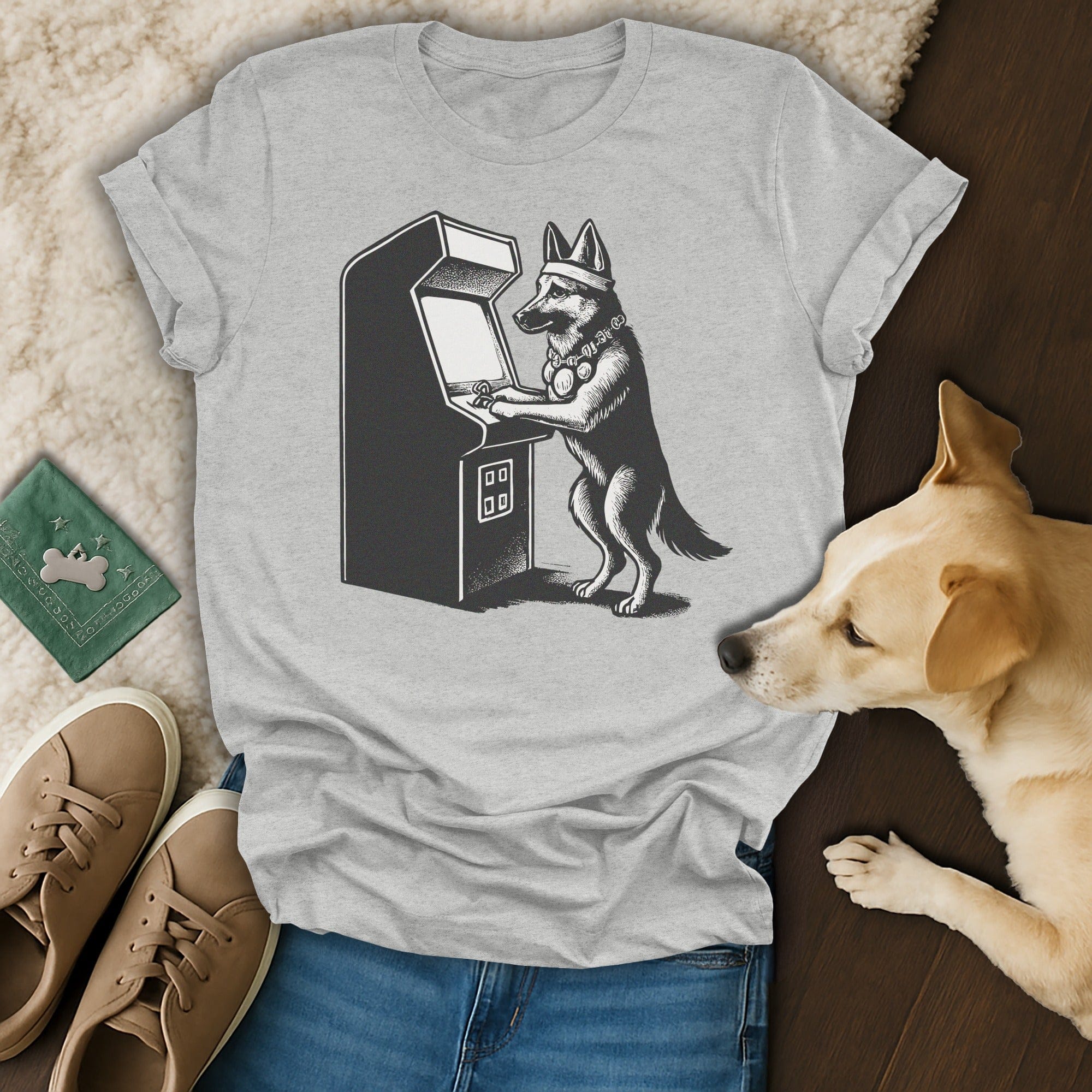 Gaming Dog with Arcade Machine Graphic T-shirt Product
