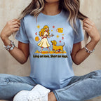 Woman and dachshund with text "Long on love. Short on legs."