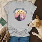Grey t-shirt with "Barkside of the Boo-n" text, a howling wolf, and a ghost.