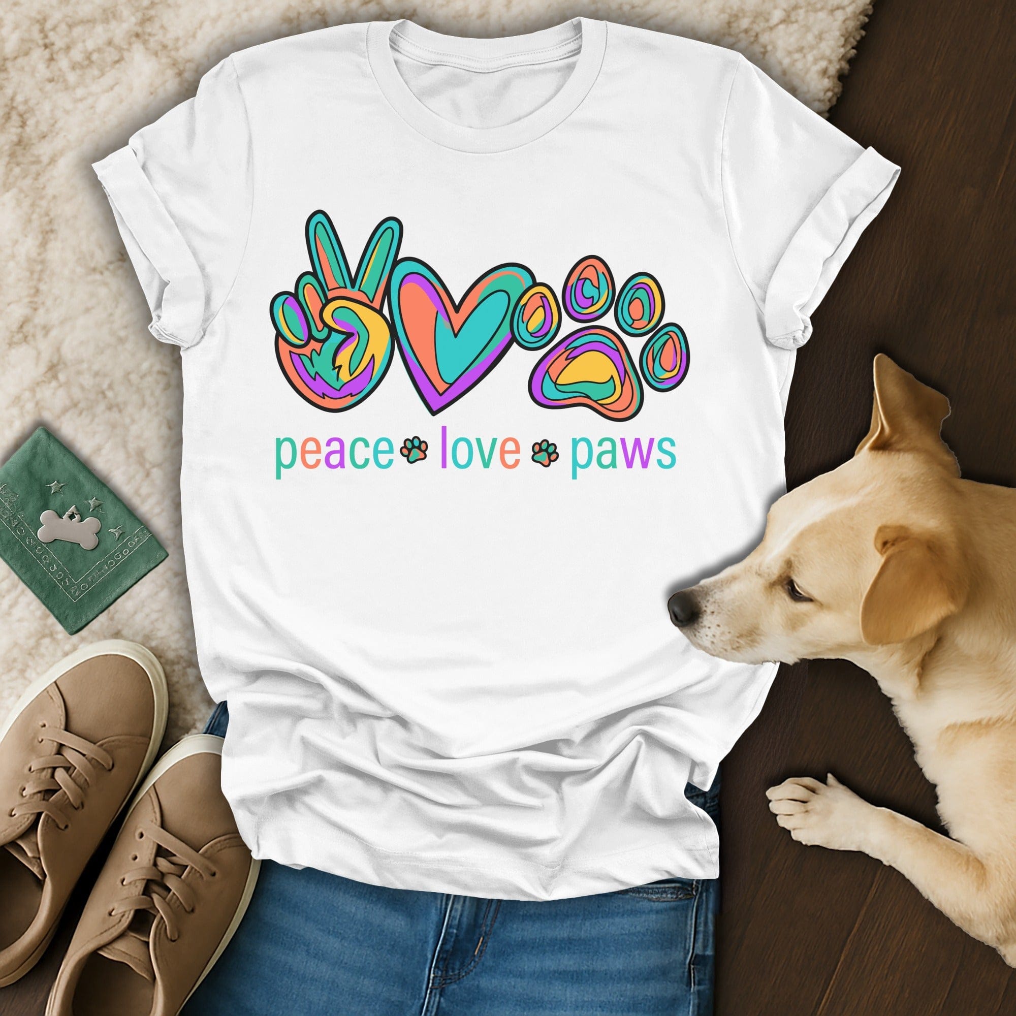 Vibrant Peace Love Paws Design Graphic product type
Peace Sign
Love Heart
Paw Prints
Dog Lover
Pet Owner
Animal Design
Colorful Graphic
Vibrant Art
Boho Style
Hippie Vibe
Peace Love Paws
Dog Paw
Puppy Love
Unique Design
Artistic Tee
Animal Rescue
Retro Inspired
Abstract Art
Cute Dog
Pet Appreciation