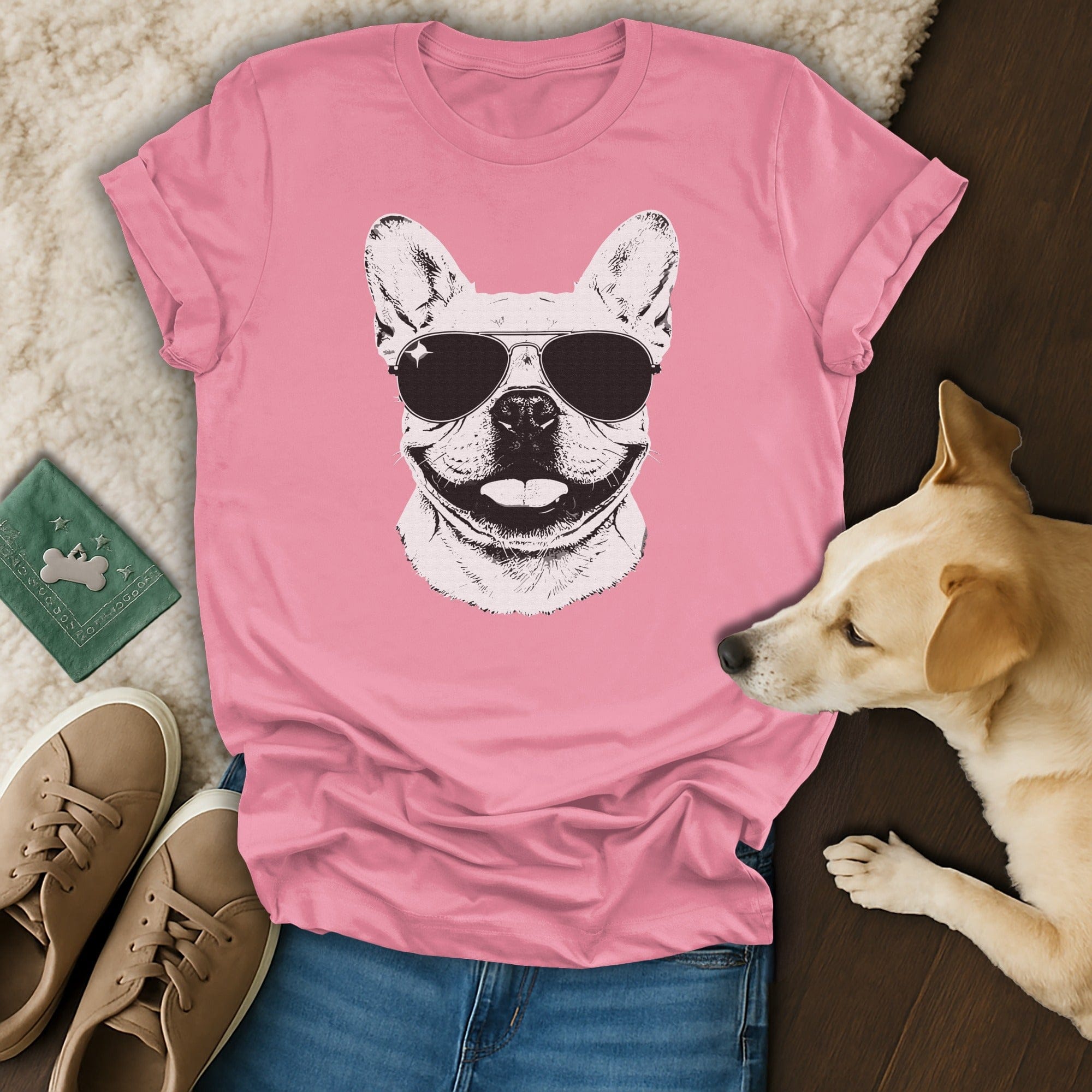 Cool French Bulldog Wearing Sunglasses Graphic T-Shirt