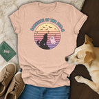 Peach t-shirt with "Barkside of the Boo-n" text, wolf, and ghost graphic.