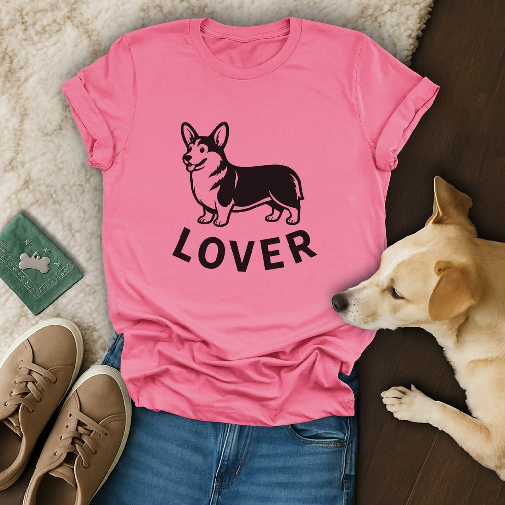 Cute Pink Corgi Lover Graphic Tee for Dog Lovers