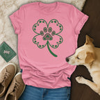 Pink Shamrock Paw Print Graphic Tee Shirt Product