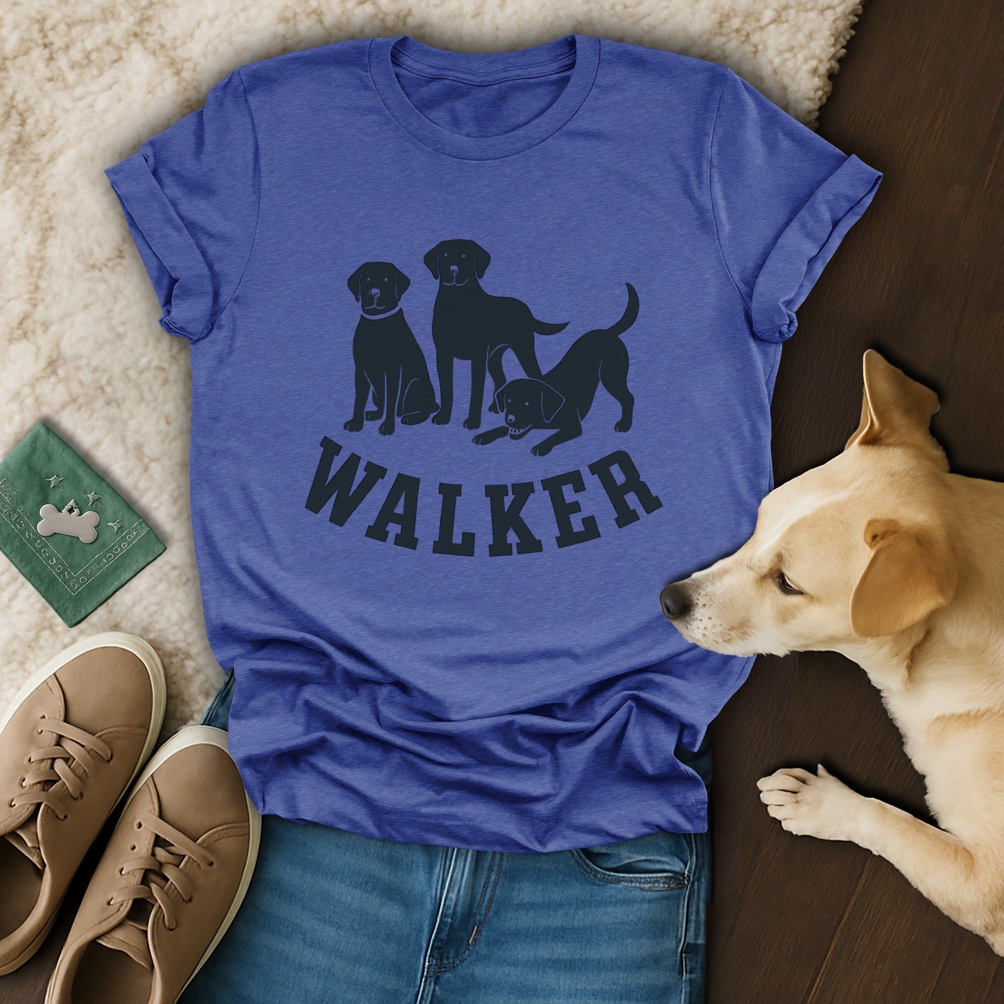 Walker Blue T-shirt with Dog Graphic Print Design