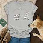 Grey t-shirt with "Here for the Fur-Nanigans" text and illustration.