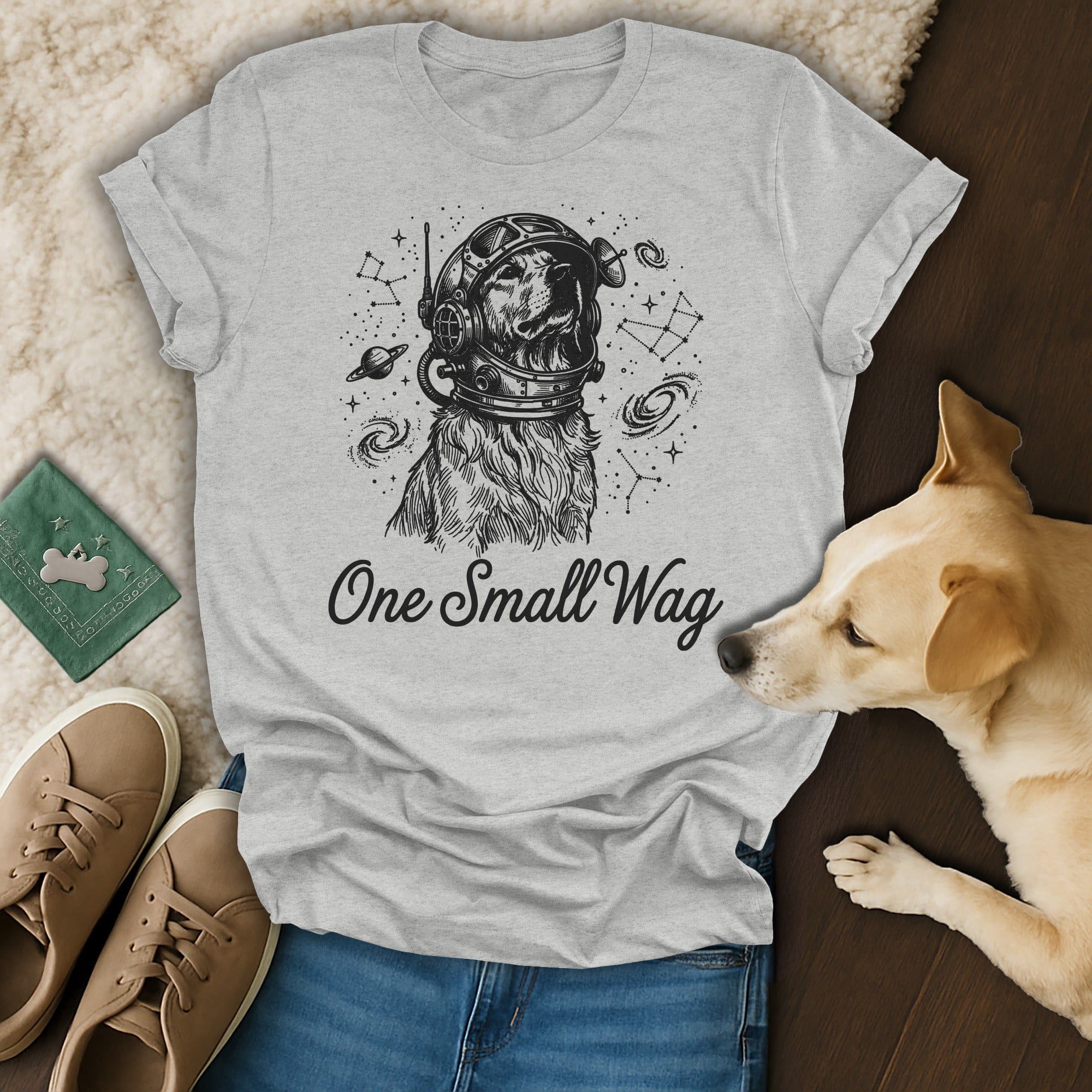 One Small Wag Dog Astronaut Space Stars product type
dog
astronaut
space
galaxy
stars
planet
cosmic
celestial
pet
animal
canine
golden retriever
science fiction
funny dog
cute dog
dog lover
pet owner
wag
one small wag
graphic tee