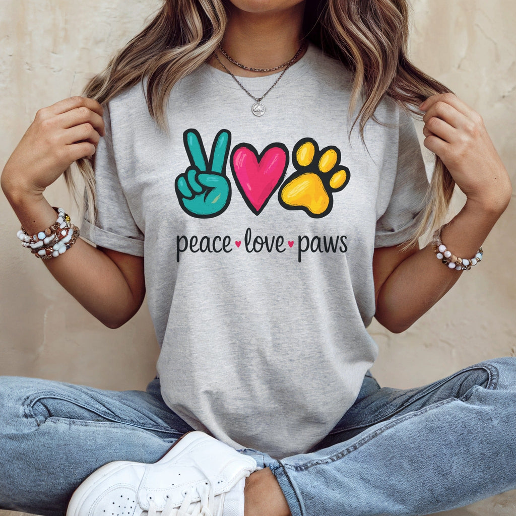 Peace Love Paws Graphic Grey Tee Shirt product type
