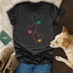 Colorful Paw Print Hearts Dog Design T-Shirt product type