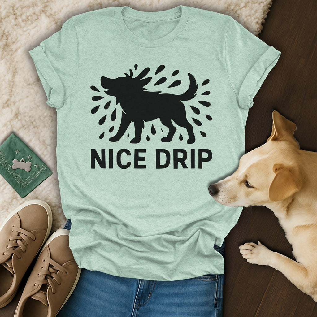 Nice Drip Dog Silhouette Graphic Tee Shirt