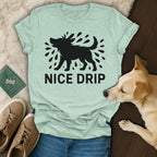 Nice Drip Dog Silhouette Graphic Tee Shirt