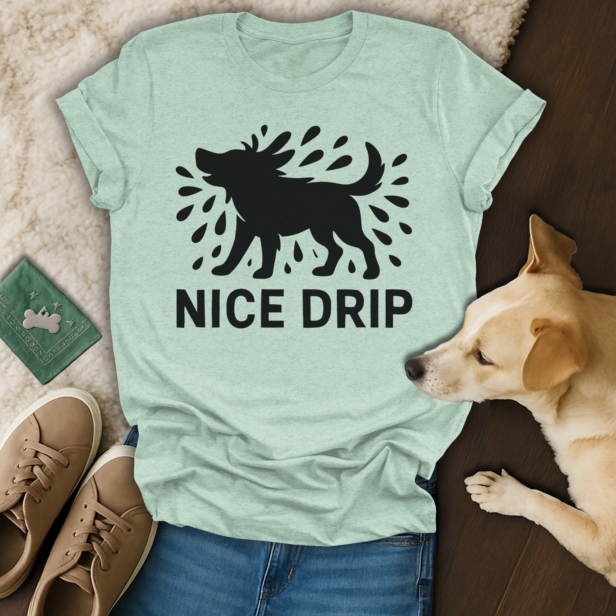 Nice Drip Dog Silhouette Graphic Tee Shirt