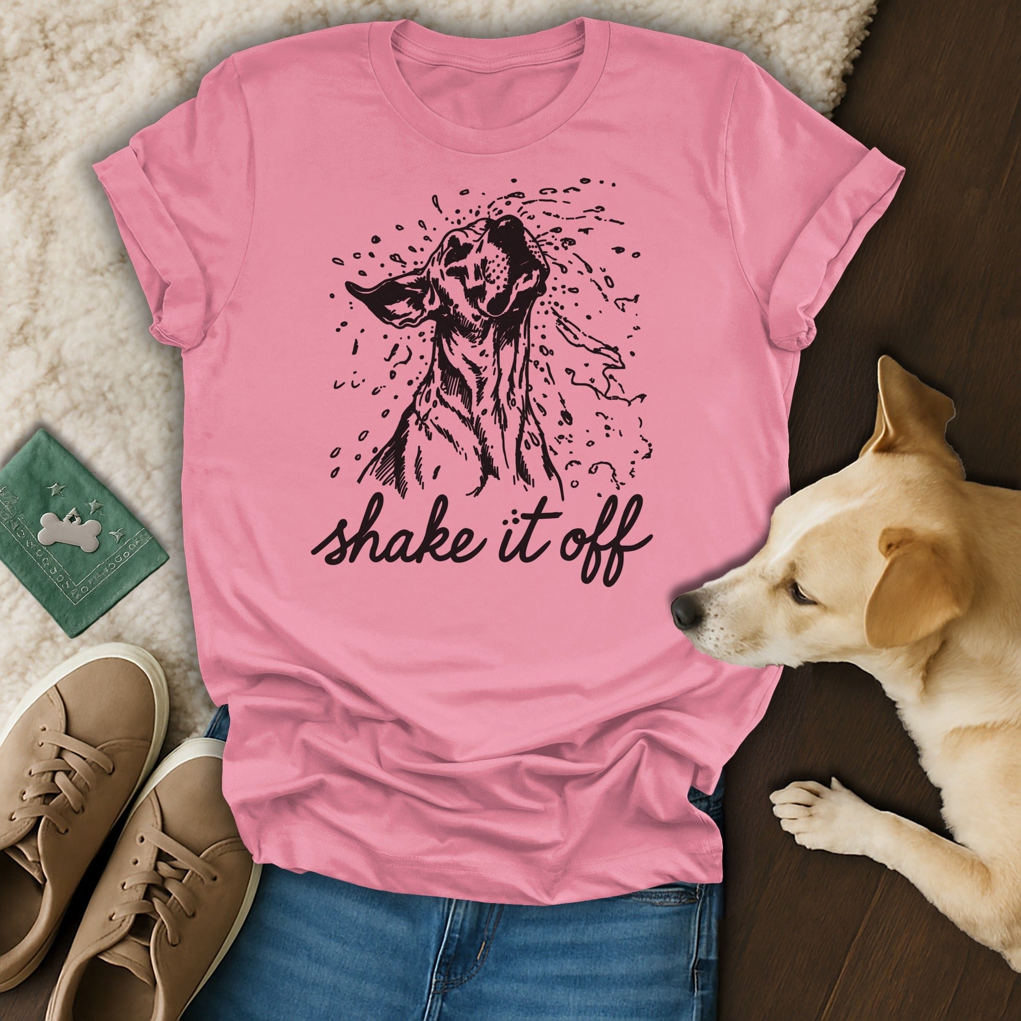 Shake It Off Dog Print Graphic Tee Shirt Product
