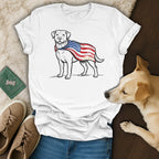 White t-shirt with patriotic dog graphic and "250 Years" text.