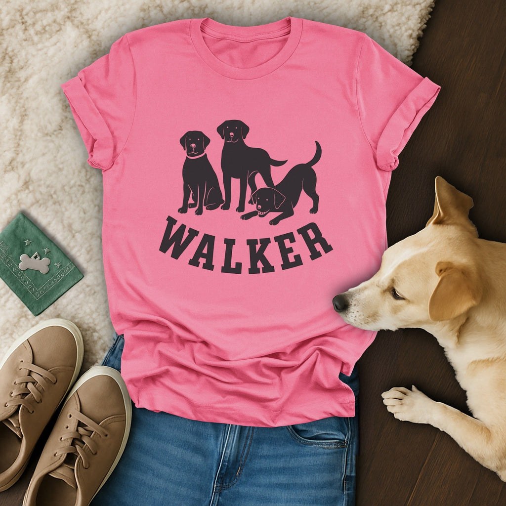 Stylish Pink Walker Dog Design Graphic T-Shirt