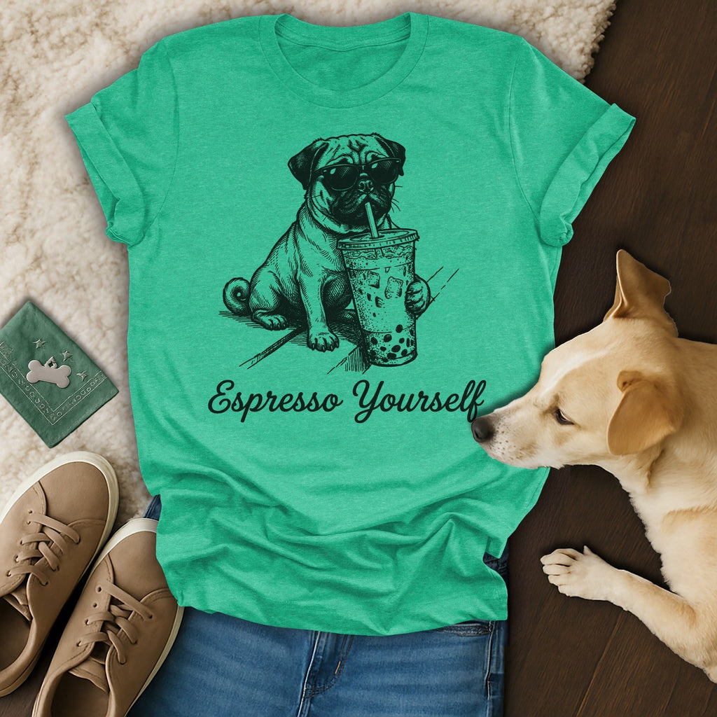 Pug Sunglasses Boba Iced Coffee Espresso Yourself T-shirt product type