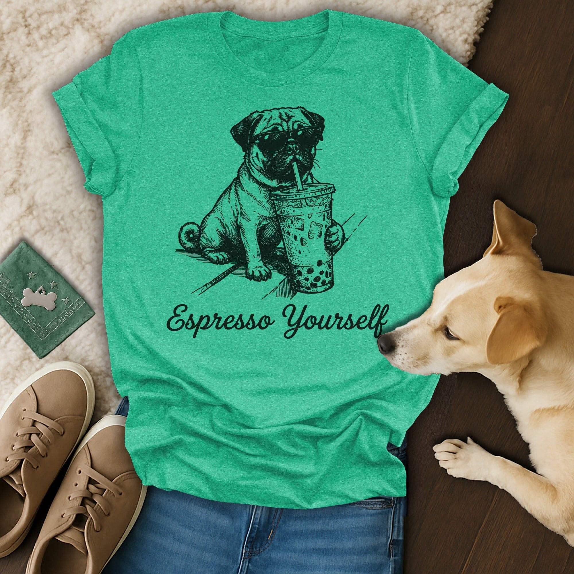 Pug Sunglasses Boba Iced Coffee Espresso Yourself T-shirt product type