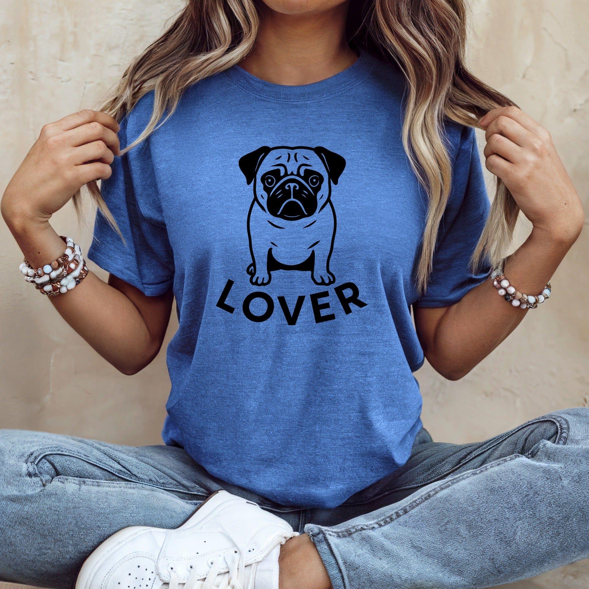 Pug Lover Graphic Design Blue T-Shirt Product
