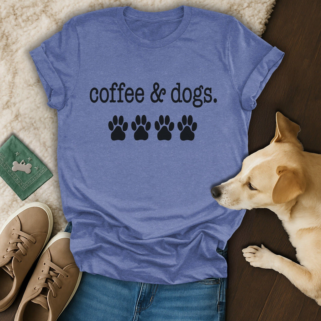 Coffee & Dogs Paw Prints Design Shirt Perfect for Pet Lovers
