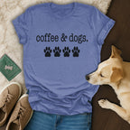 Coffee & Dogs Paw Prints Design Shirt Perfect for Pet Lovers