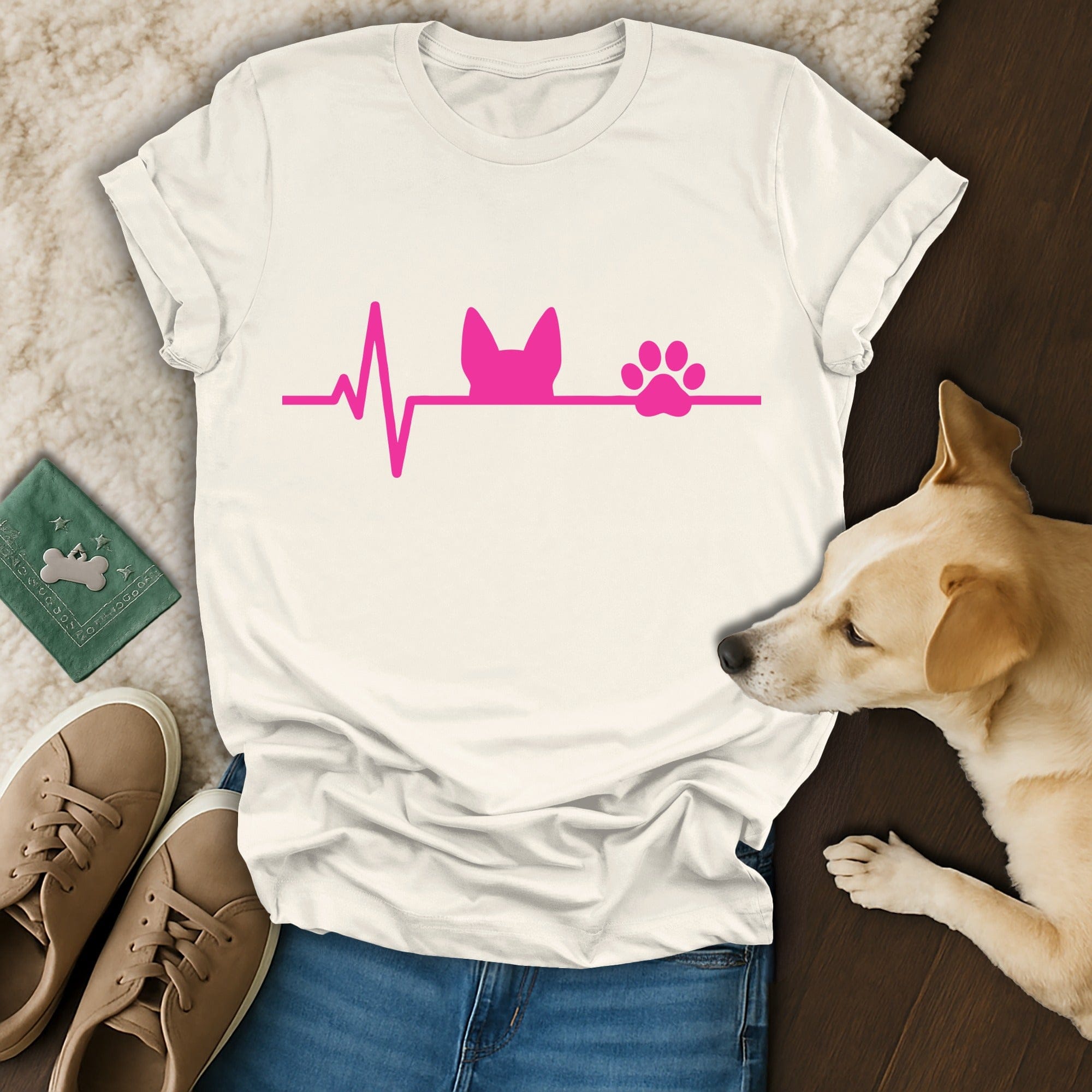 Pink Dog Heartbeat T-Shirt 🩷
