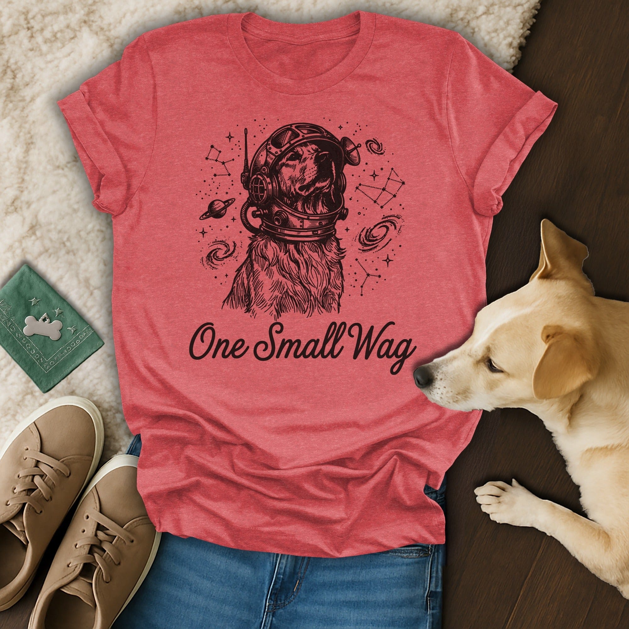 Dog Astronaut Space Planets Galaxies One Small Wag product type
Dog tee
Astronaut dog
Space dog
Cosmic canine
Galaxy pup
Starry dog
Planet dog
Universe dog
One Small Wag
Space theme
Animal graphic
Pet shirt
Dog lover
Astronomy tee
Cute dog
Graphic top
Red shirt
Space helmet
Constellation print
Sci fi dog