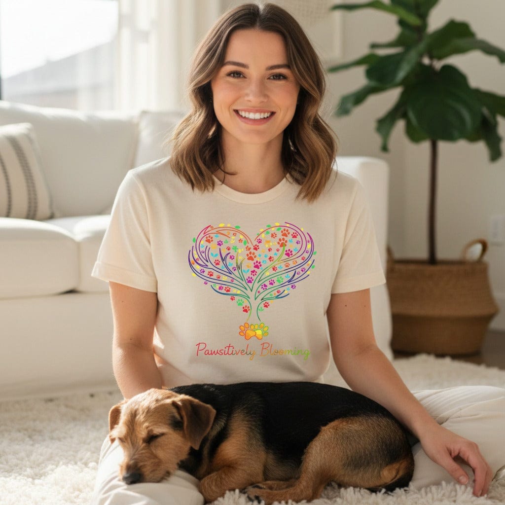 Pawsitively Blooming Heart Design T-shirt Product