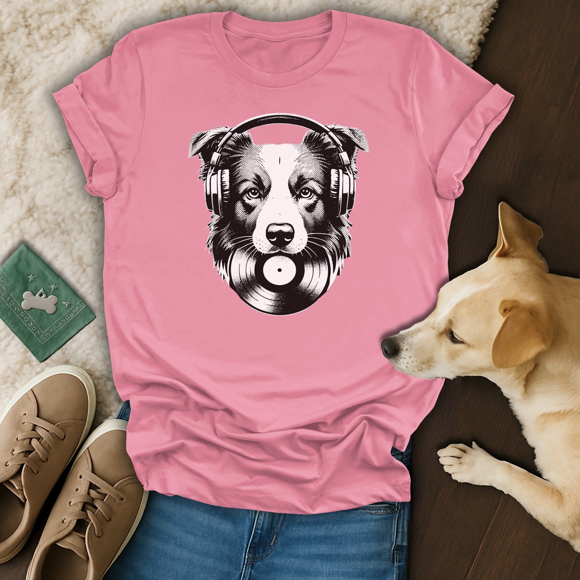 Cool Dog Listening to Music Graphic T-Shirt Product