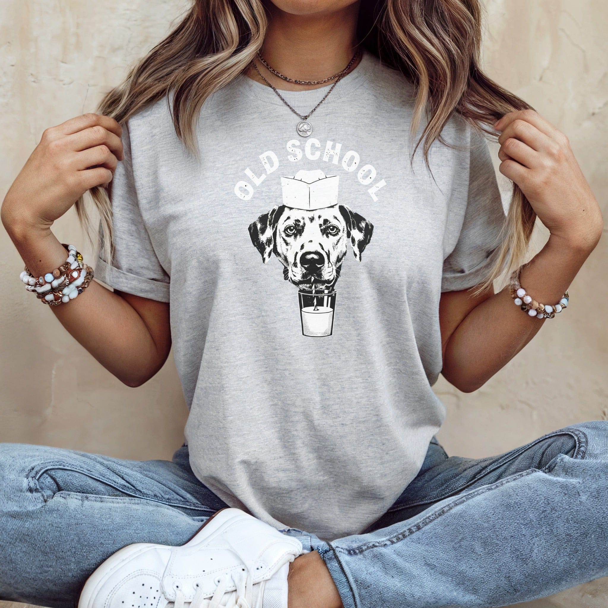 Old School Dog Graphic Tee Casual Fashion Product