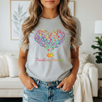 Pawsitively Blooming Heart Design Graphic Tee Shirt