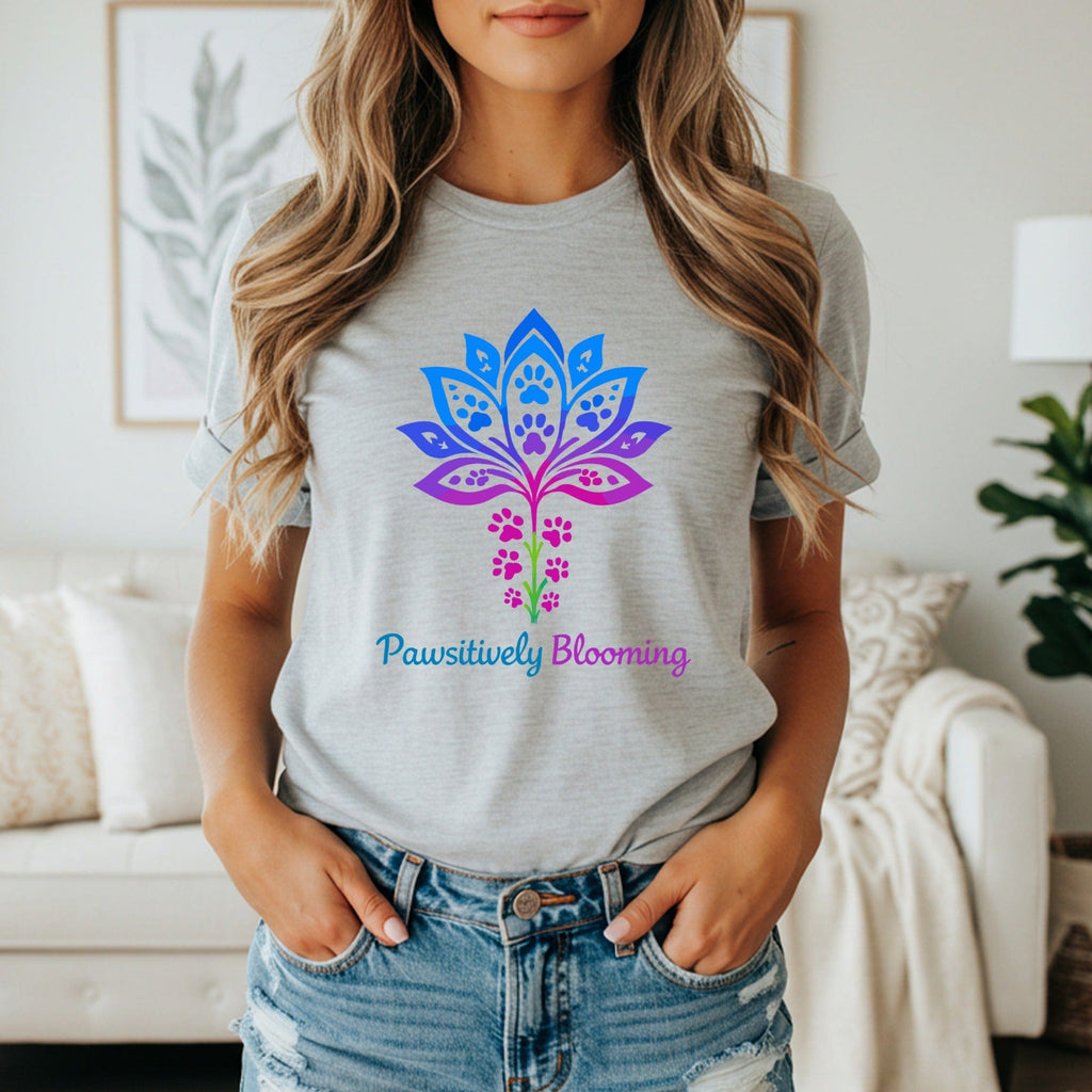 Pawsitively Blooming Flower Dog Themed Graphic Tee