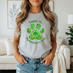 Yappy St. Pawtrick's Day Festive Paw Print T-shirt