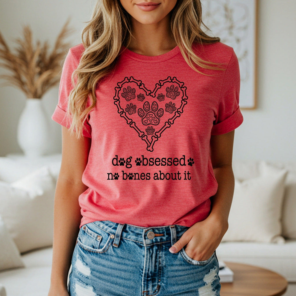 Dog Obsessed No Bones About It Paw Prints Heart product type