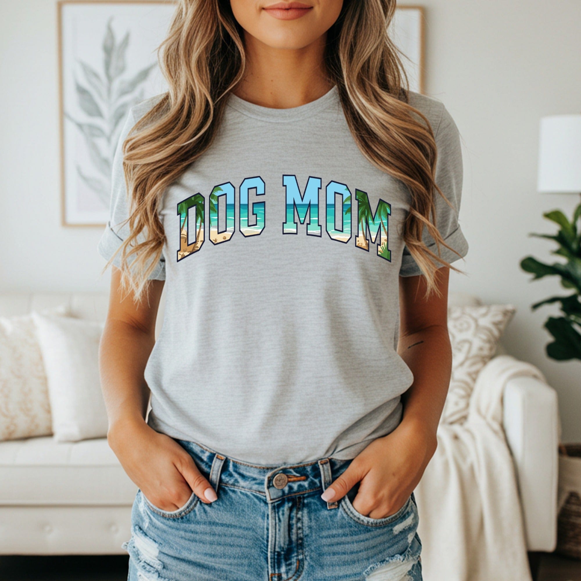 Casual Grey Dog Mom Graphic T-Shirt Stylish Product
