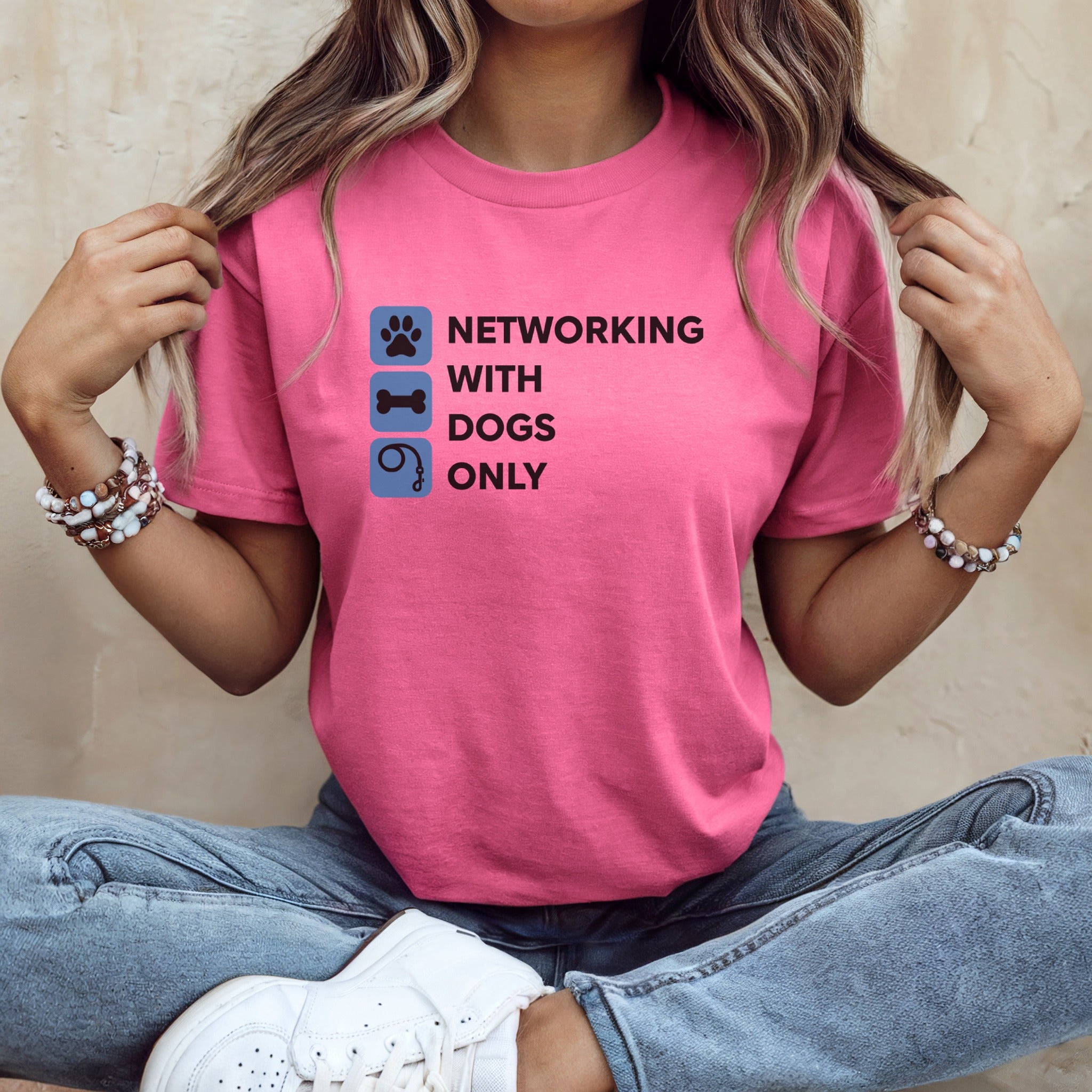 Networking With Dogs Only T-Shirt Fun Graphic Tee