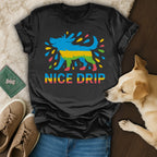 Nice Drip Colorful Splashed Dog Graphic Tee Shirt