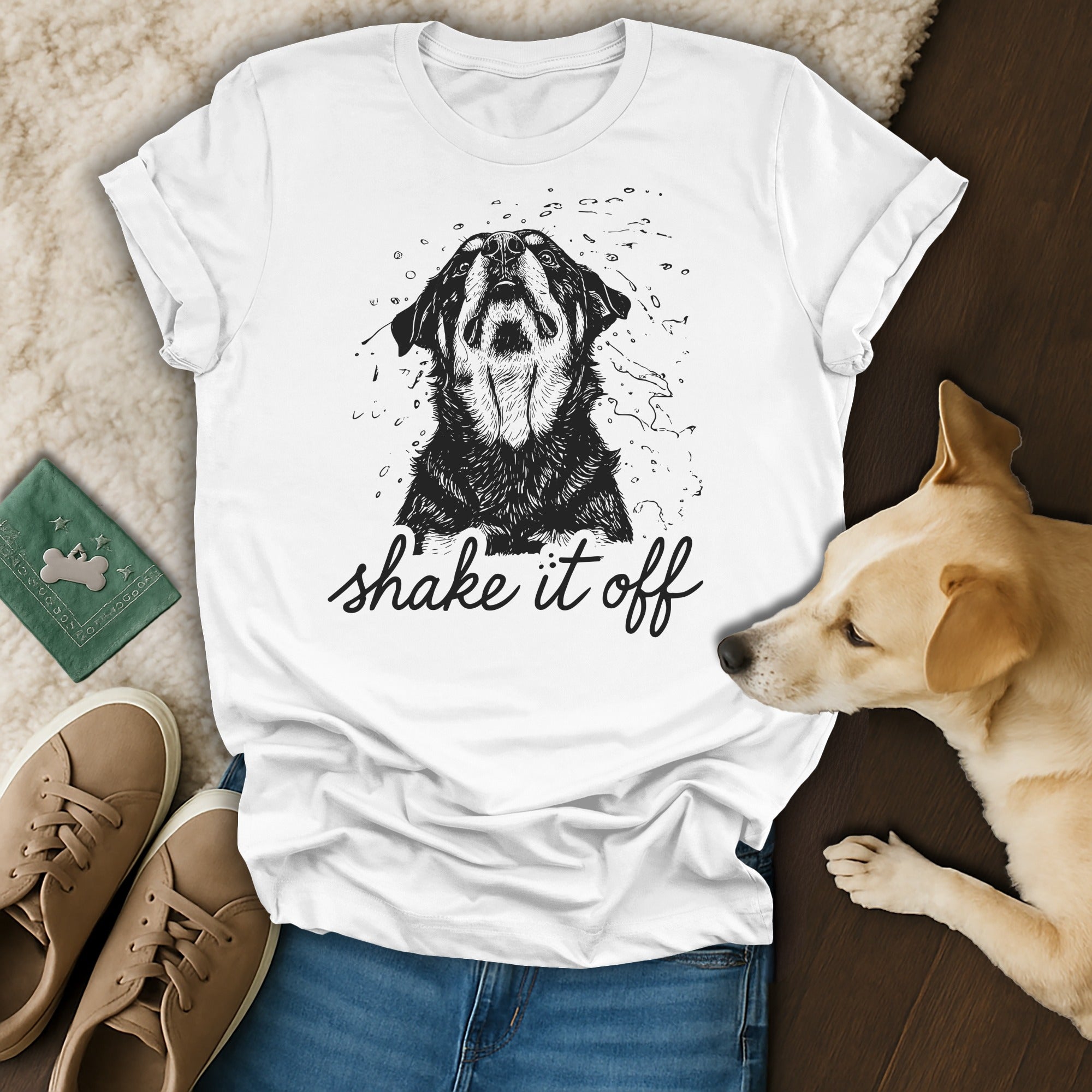 Shake it Off Dog Graphic Tee Shirt for Pet Lovers