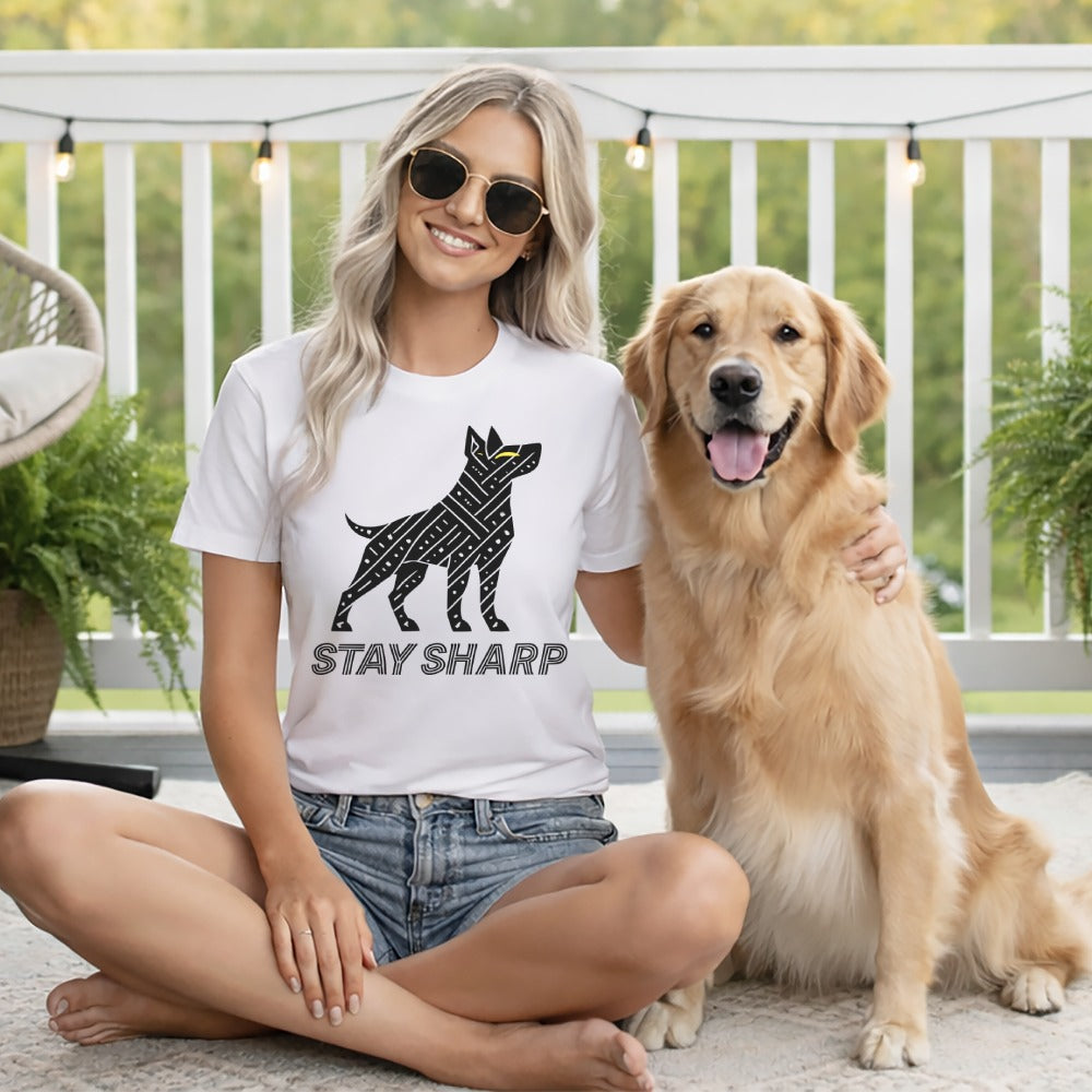 Stay Sharp Graphic Dog Lovers Tee for Casual Wear
